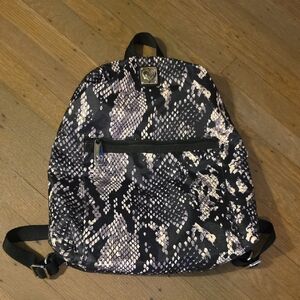 Brighton Snake Print Backpack With Purple Interior/ Travel Bag